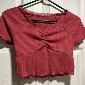 Lace trim crop top